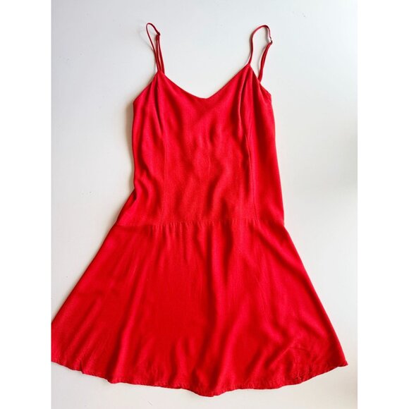 FARM RIO Red Viscose Crepe V-Neck Drop Waist Dress, Size P/S - Picture 5 of 13